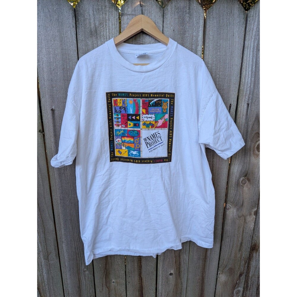 Vintage Names Project AIDS Memorial Quilt T Shirt XXL 2XL LGBTQ Single Stitch